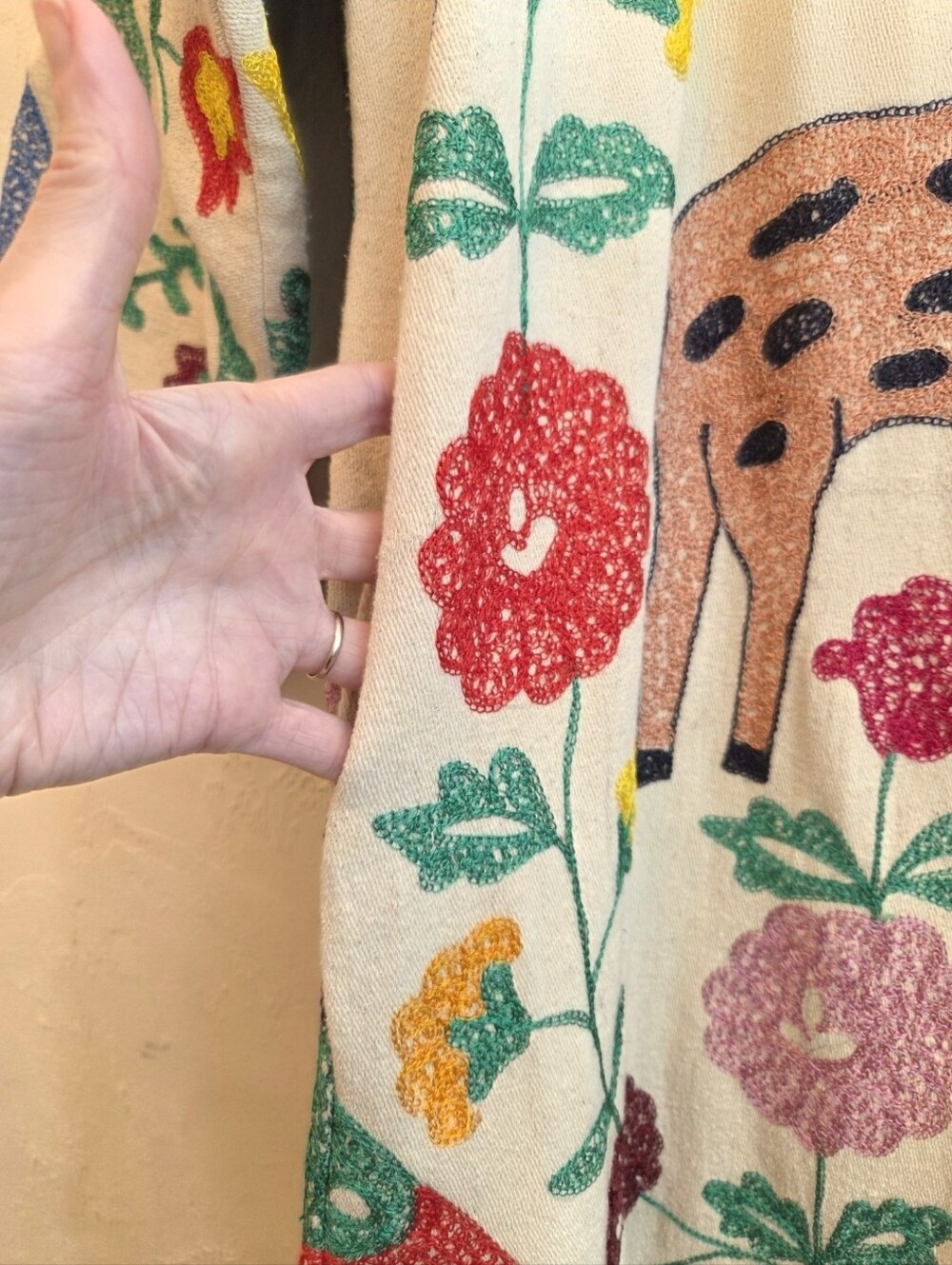 Vintage 1970s Suzani Embroidered Duster XS-M - Picture 7 of 16